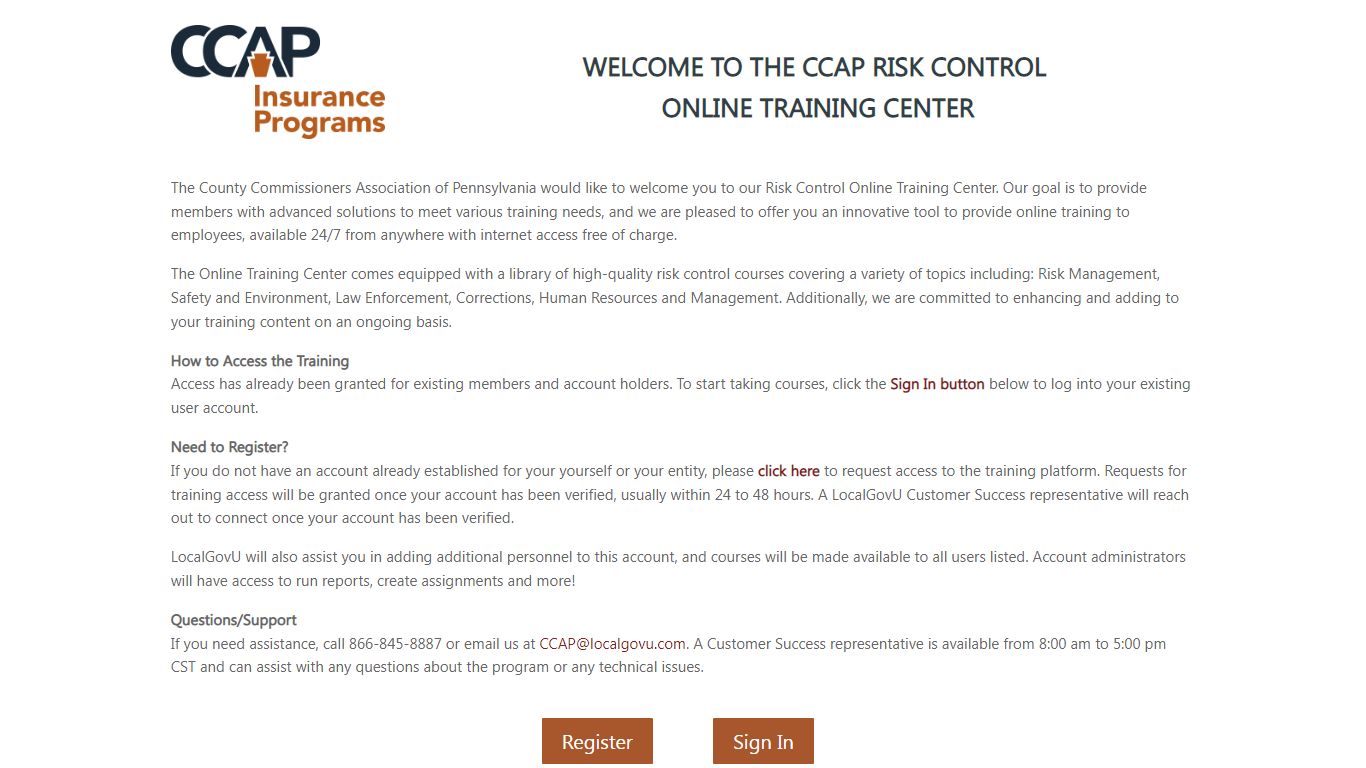 CCAP LOSS Control Online Training Center - LocalGovU